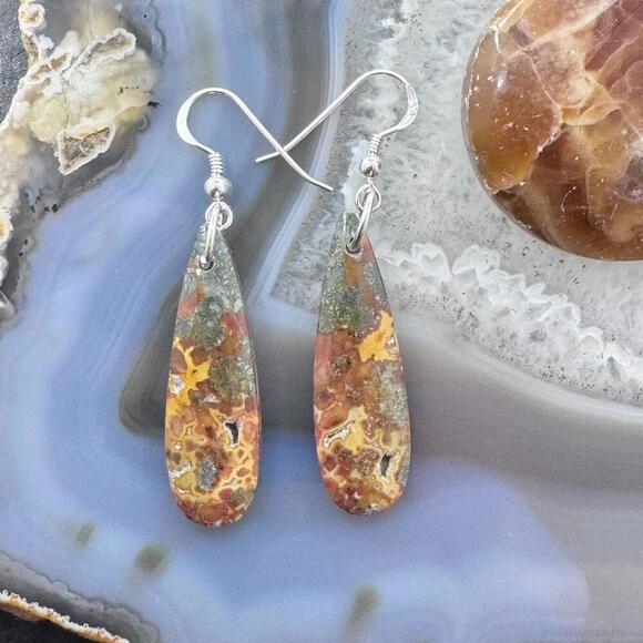Sterling Elongated Teardrop Red Marcasite Slab Dangle Earrings For Women #226 - Picture 1 of 10